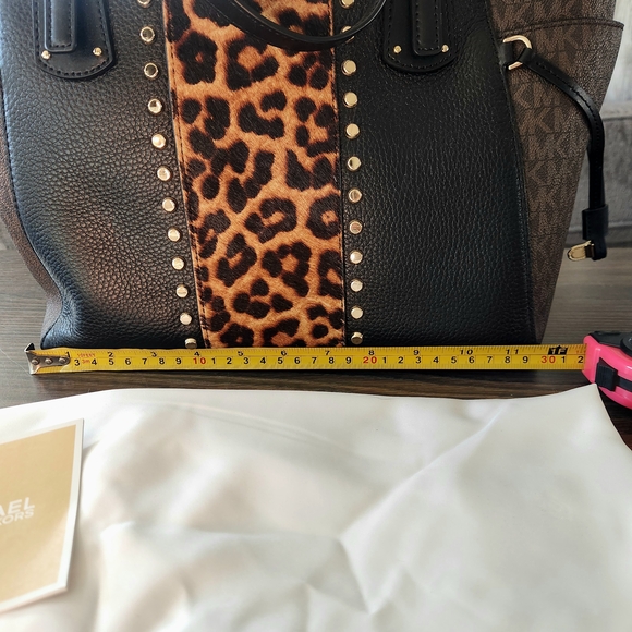 Michael Kors Black and Brown Leopard Print Tote Bag - Picture 9 of 11